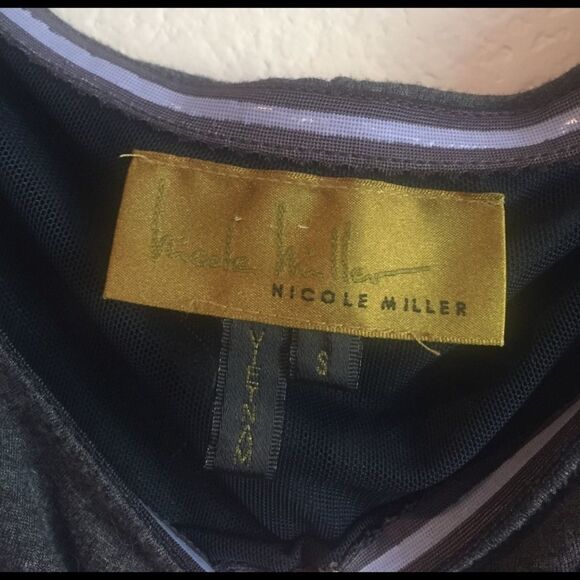 Nicole Miller  grey off shoulder  top S - Picture 4 of 9